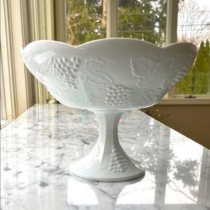 Indiana Glass • White Pedestal Bowl • Milk Glass